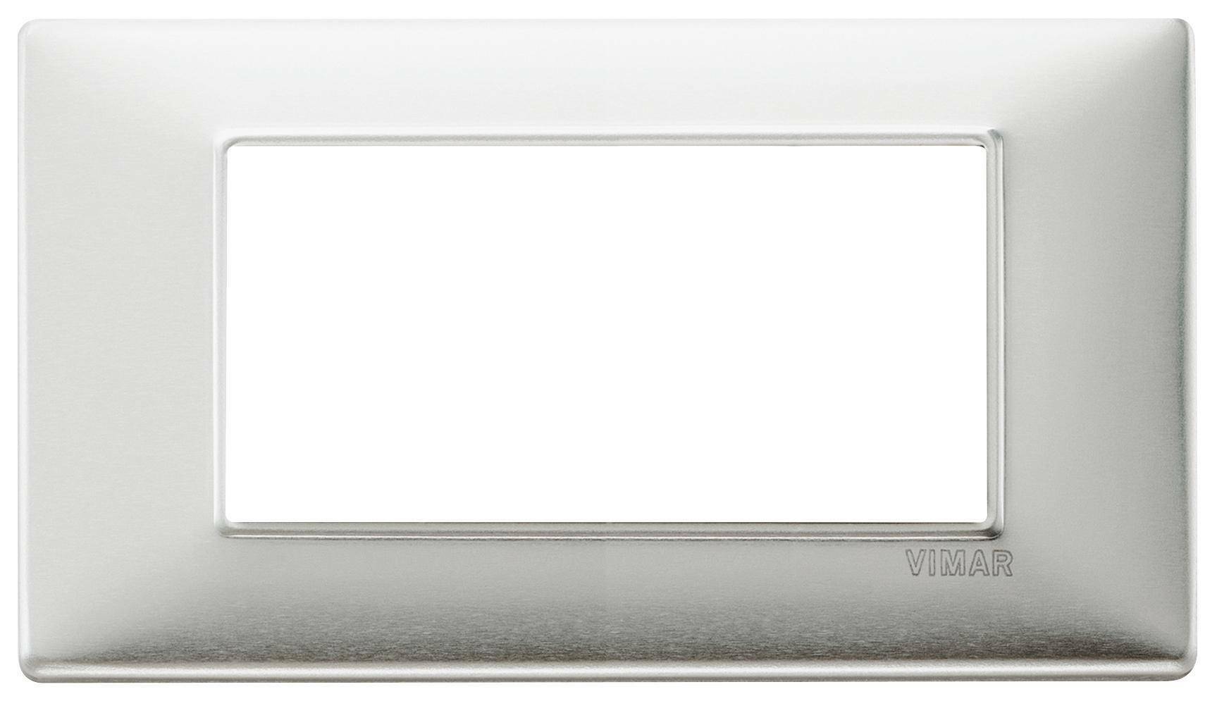 vimar vimar plana placca 4 moduli metallo colore alluminio spazzolato 14654.81 - foto 1