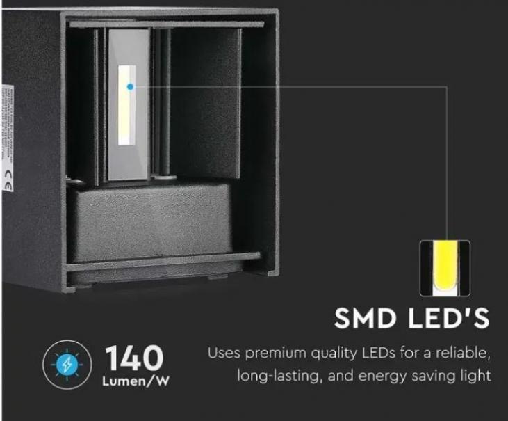 v-tac lampada da parete led v-tac 217078 vt-759-b-n - 5w 3000k ip65 - foto 4