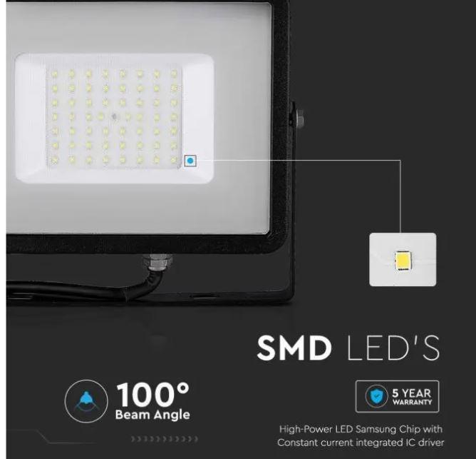 v-tac proiettore led v-tac 21406 vt-50-b-n -chip samsung-50w 3000k ip65 - foto 4
