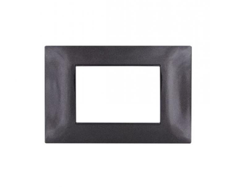 Placca tecnopolimero Gem compatibile con Vimar Plana 14653.05 3 moduli nero - 6003-02 01