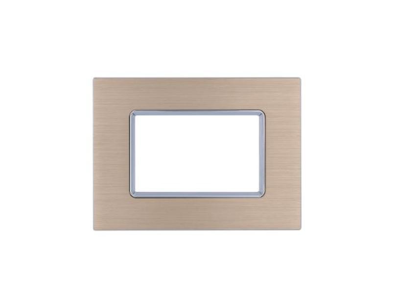 Placca tecnopolimero Gem compatibile con Vimar Plana 14653.22 3 moduli champagne - 6003-13 01