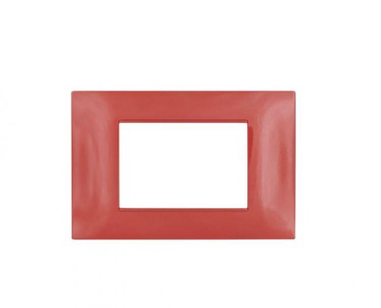 Placca tecnopolimero Gem compatibile con Vimar Plana 14653.51 3 moduli rosso corallo - 6003-15 01
