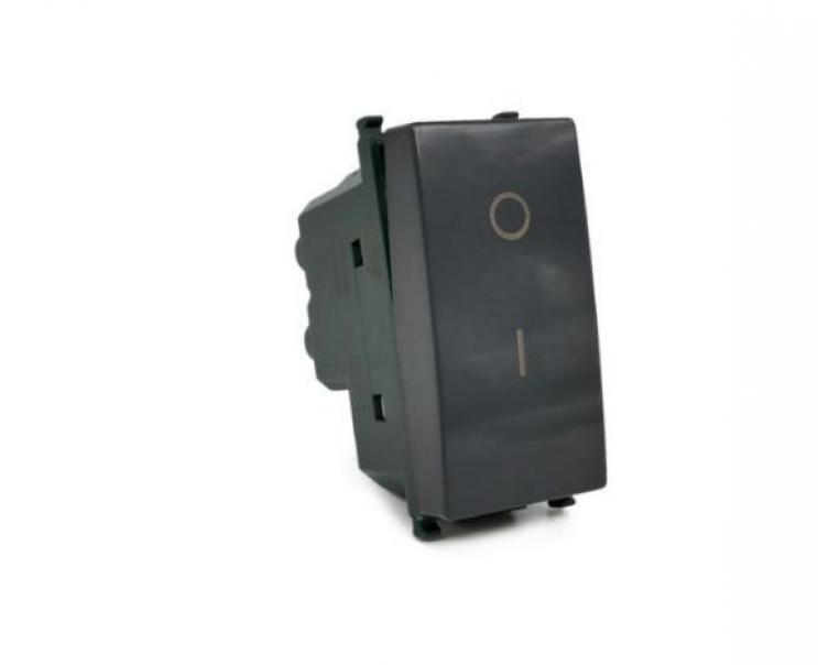 Interruttore bipolare Gem compatibile con Vimar Plana 14015 16A nero -602N 01