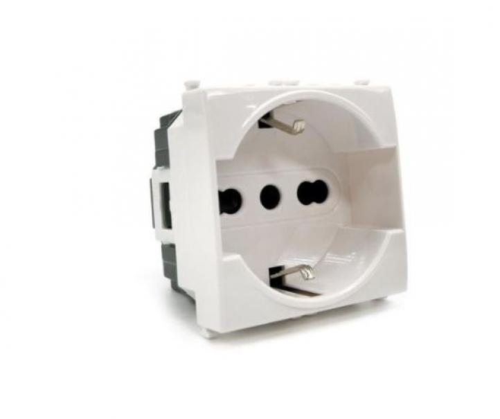 Presa schuko unel 3.0 Gem compatibile con Vimar Plana 14210 16A bianco - 614B 01