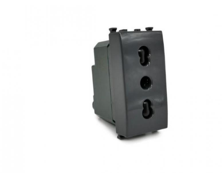 Presa bivalente Gem compatibile con Vimar Plana 14203 16A nero - 618N 01