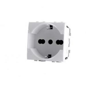 Presa schuko unel art compatibile con bticino livinglight n4140/16 16a bianco - 814b - art-f814bi