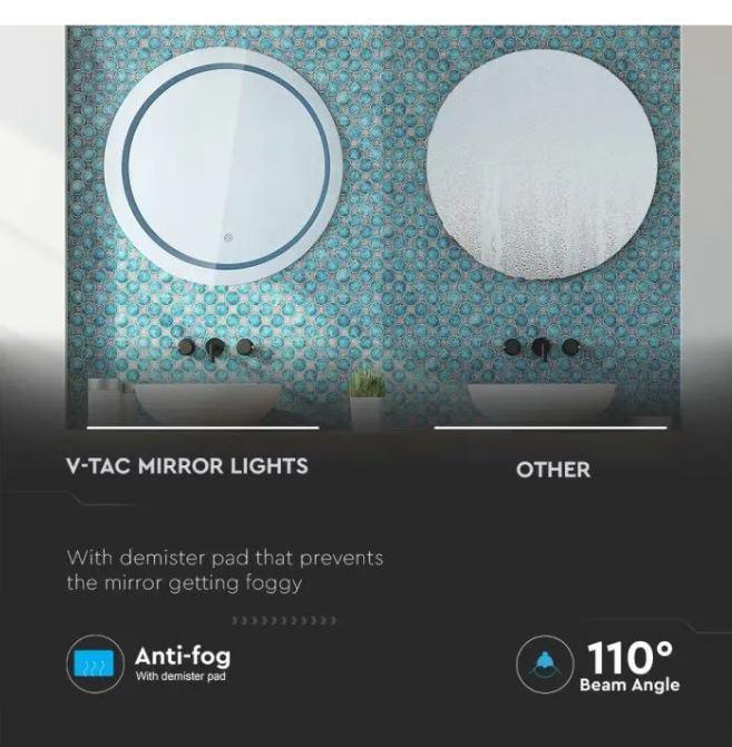 Specchio led V-tac 25w con Interruttore touch 3000-6400k IP44  VT-8602 - 40491 - 2140491 04