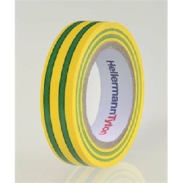 hellermanntyton hellermann tyton helatape flex 15 - nastro isolante in pvc multiuso colore giallo verde 710-00106 - foto 1