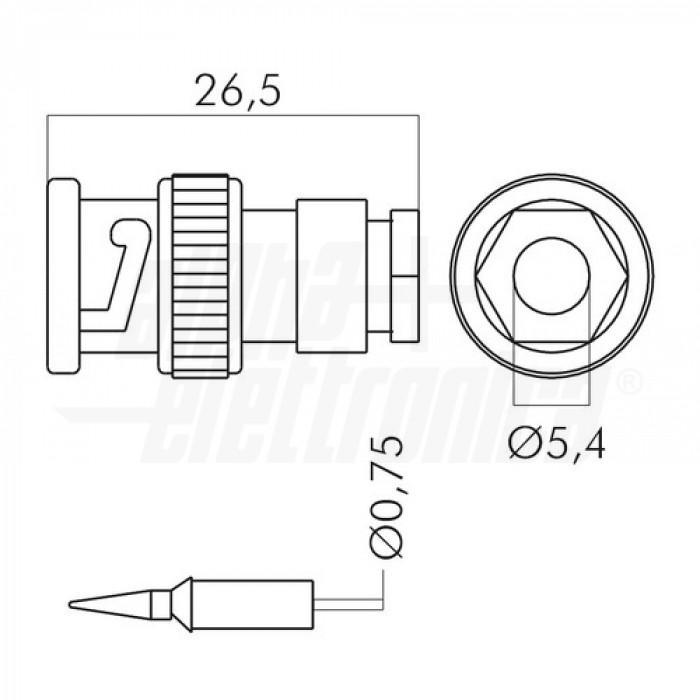 Connettore BNC a saldare Alpha Elettronica 75Ohm ottone nichelato - 80-032 02