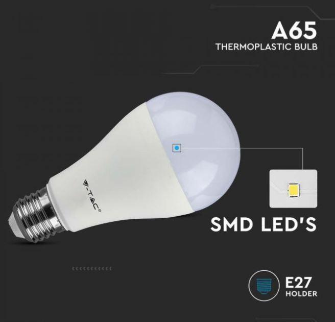 Lampadina led A65 V-tac 15W 4000K E27 VT-2015-3PC-N -212820 05