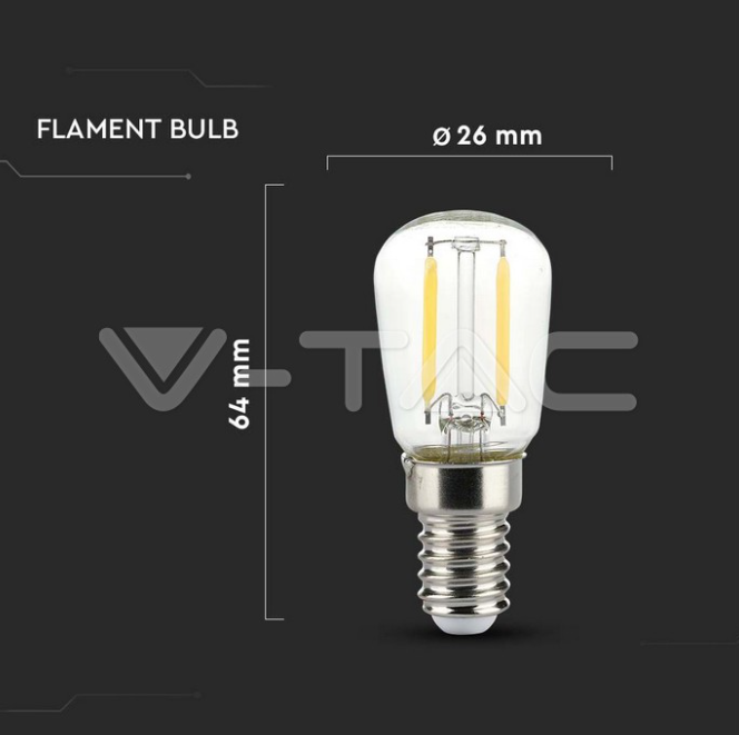 Lampadina led ST26 V-tac attacco E14 potenza 2W 3000K VT-1952-N - 214444 04
