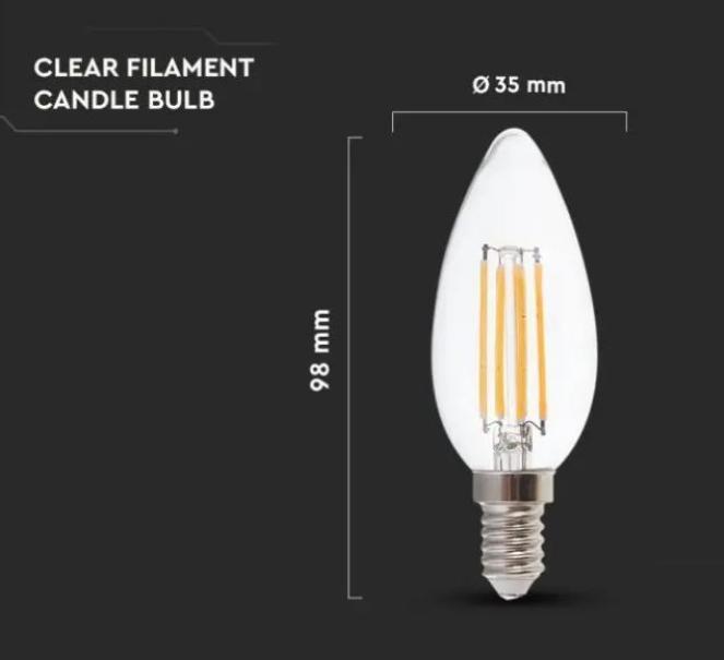 Lampadina led a candela V-tac 4W 3000K E14 VT-1986-N -214301 02