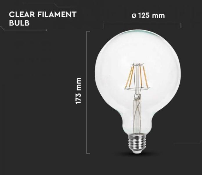 Lampadina led a filamento G125 V-tac 10W 6500K E27 VT-1979-N - 214424 03