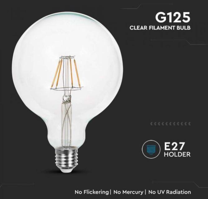 Lampadina led G125 V-tac 6W E27 3000K VT-1983-N -214304 03