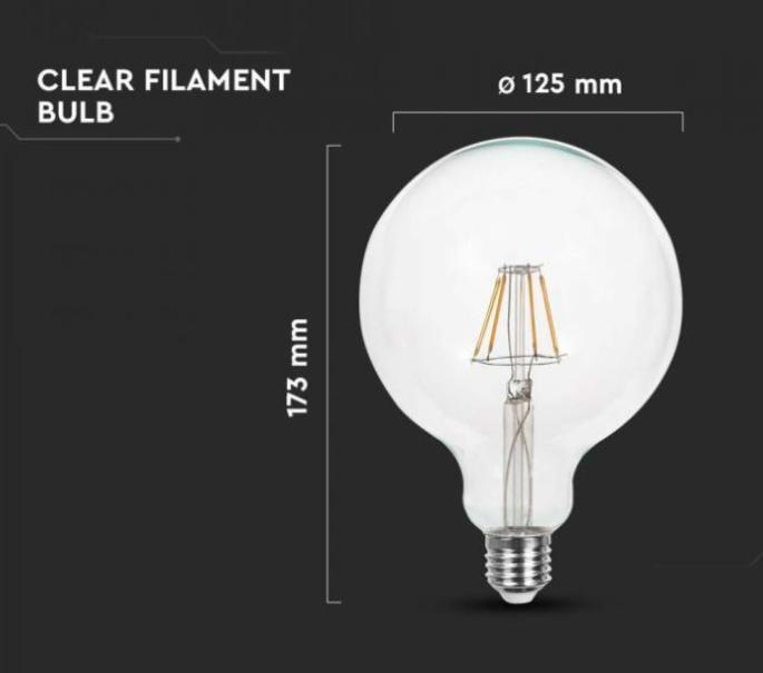 Lampadina led G125 V-tac 6W E27 3000K VT-1983-N -214304 04