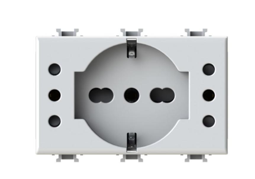 Presa 4Box P503 presa schuko e due presa da 10A Bticino Matix bianco - 4BP503.AM 01