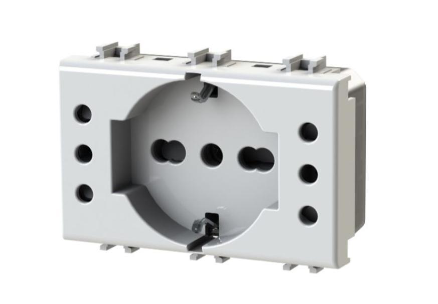 Presa 4Box P503 presa schuko e due presa da 10A Bticino Matix bianco - 4BP503.AM 02