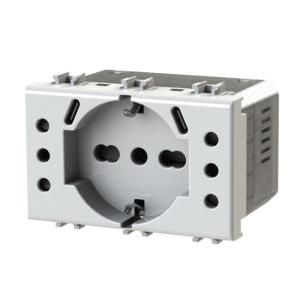 4Box Einbausteckdose P503 – Kompatibel Mit Bticino LivingLight – 5 Steckdosen (1 Schuko, 2x 10A, 1x 10/16A) – Einfache Installation, Überhitzungsschutz