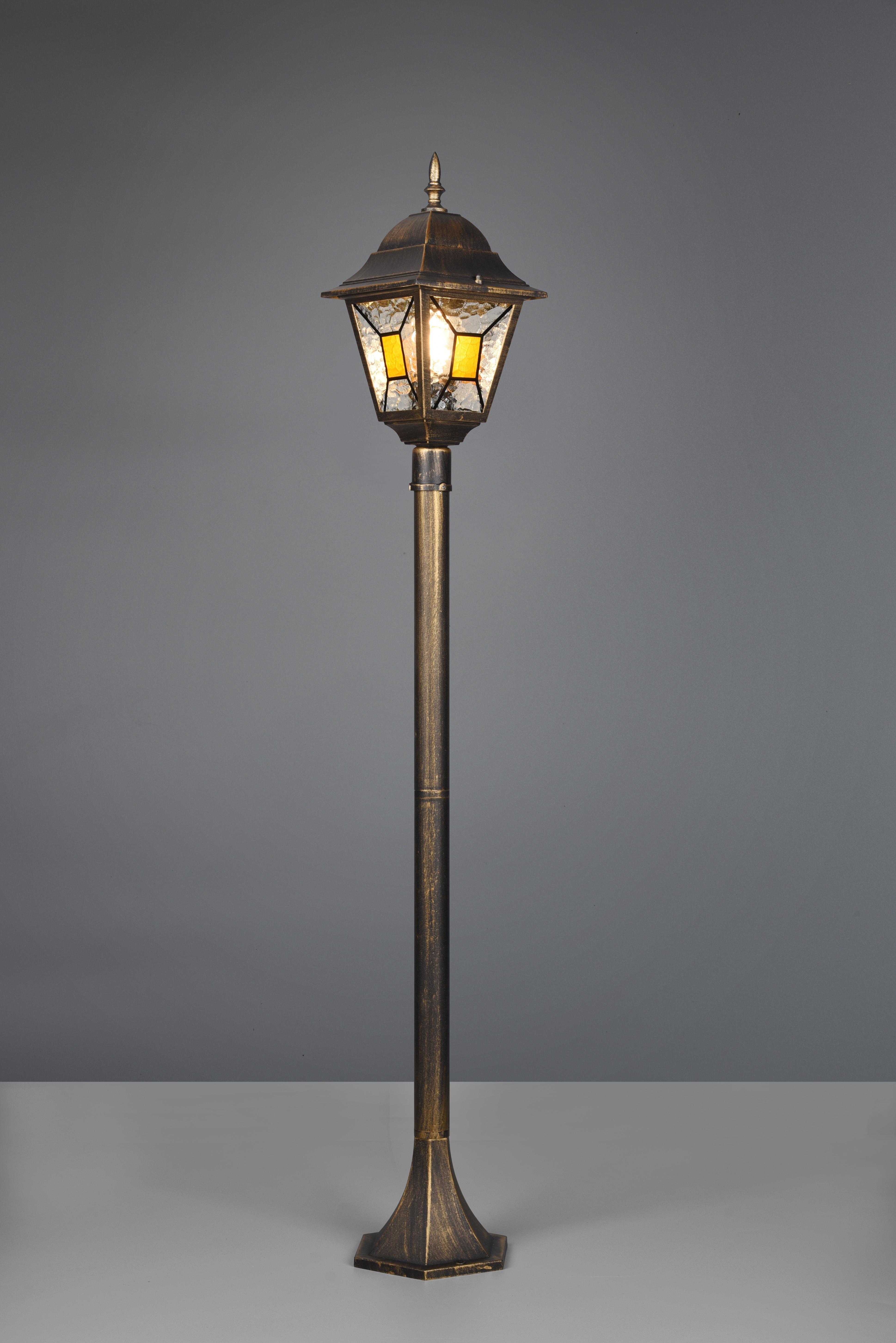 trio lighting imperia palo da esterno 4 lati futouchdimmerone di alluminio ruggine e vetro verniciato effetto ghiaccio ed inserto giallo h. 120cm ip44 - foto 1