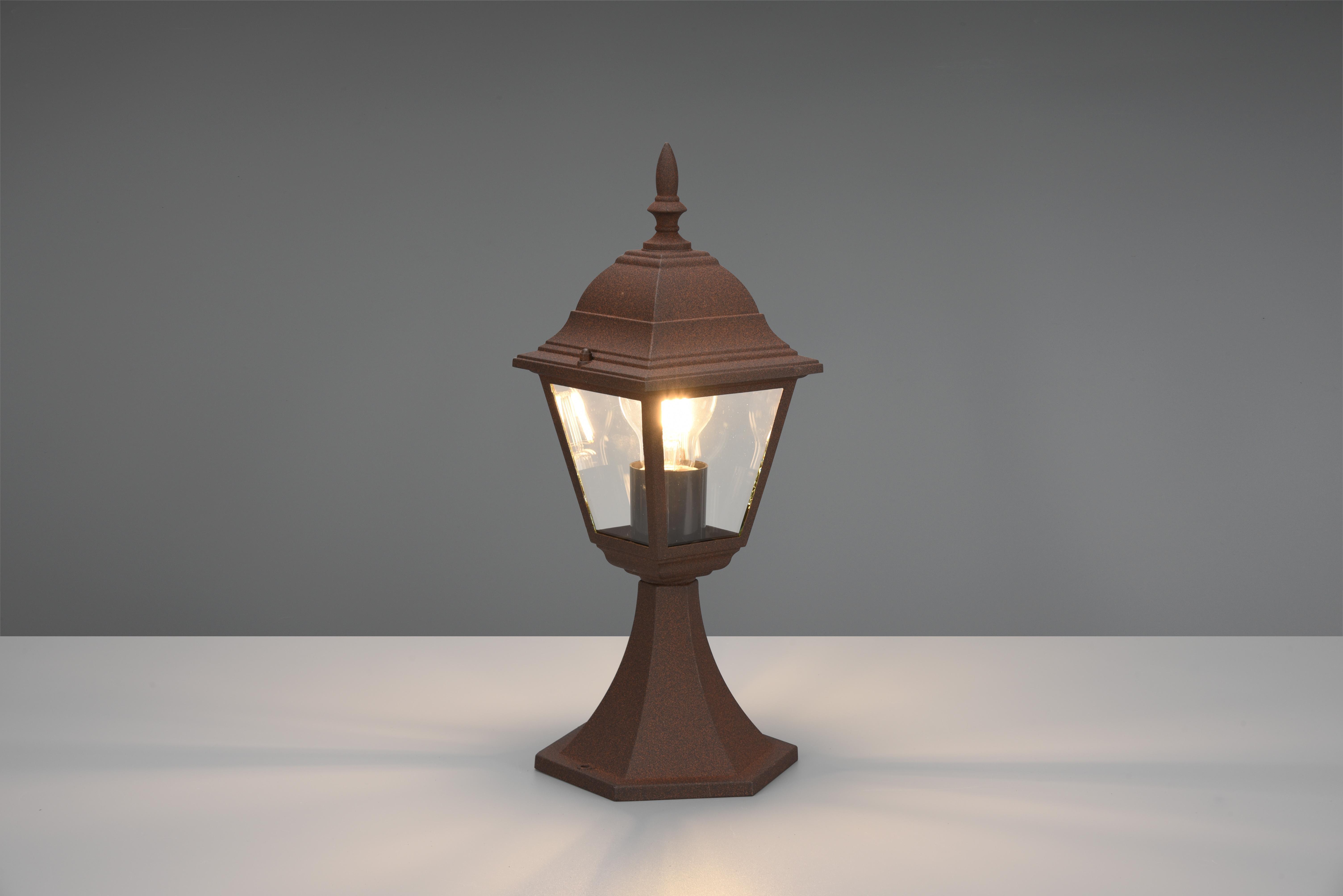 trio lighting livenza palo segnaviali da esterno 4 lati futouchdimmerone di alluminio ruggine e vetro trasparente h. 36,5cm ip44 - foto 1
