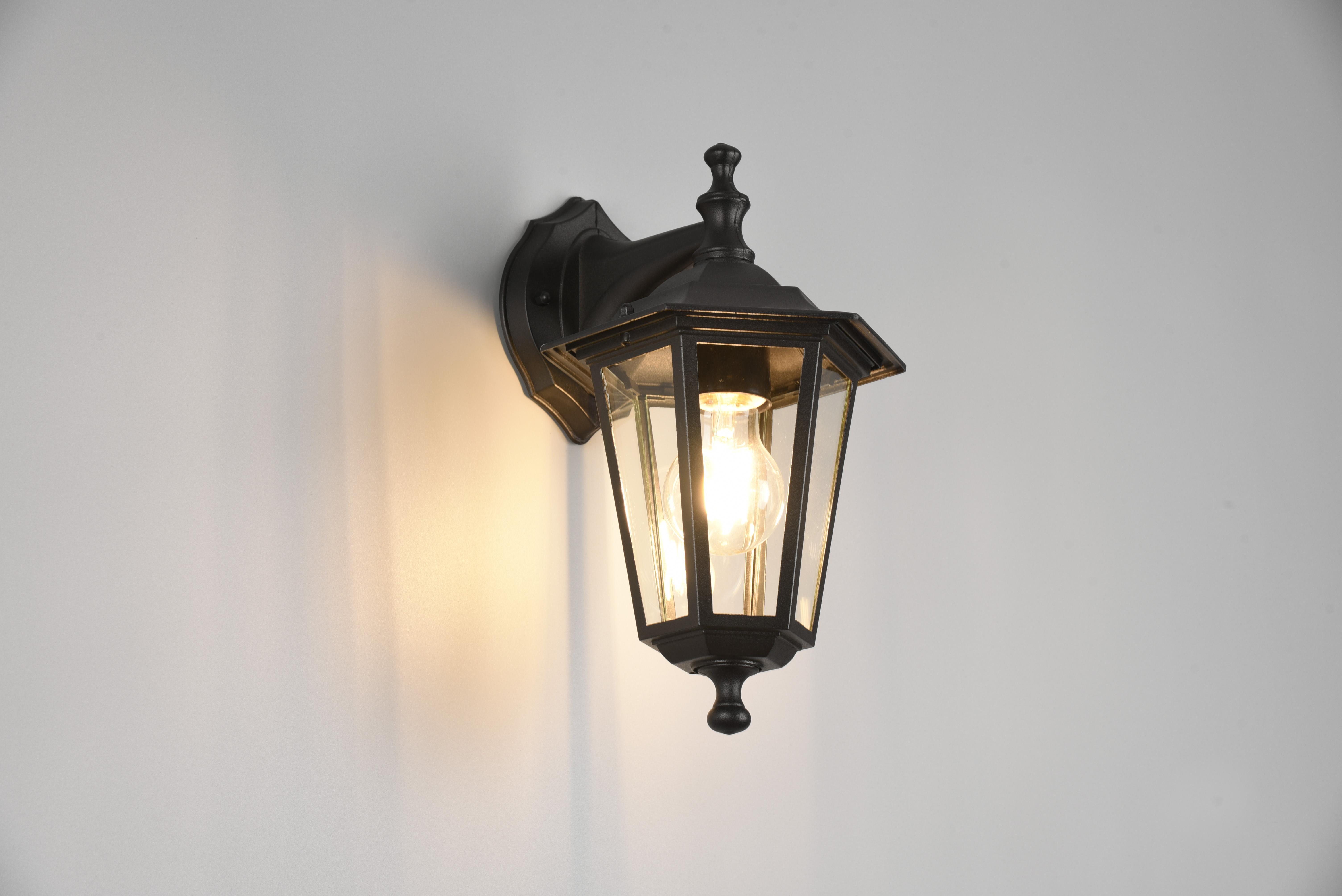 trio lighting pienza applique da esterno down 6 lati futouchdimmerone di alluminio nera e vetro trasparente h. 31cm ip44 - foto 1