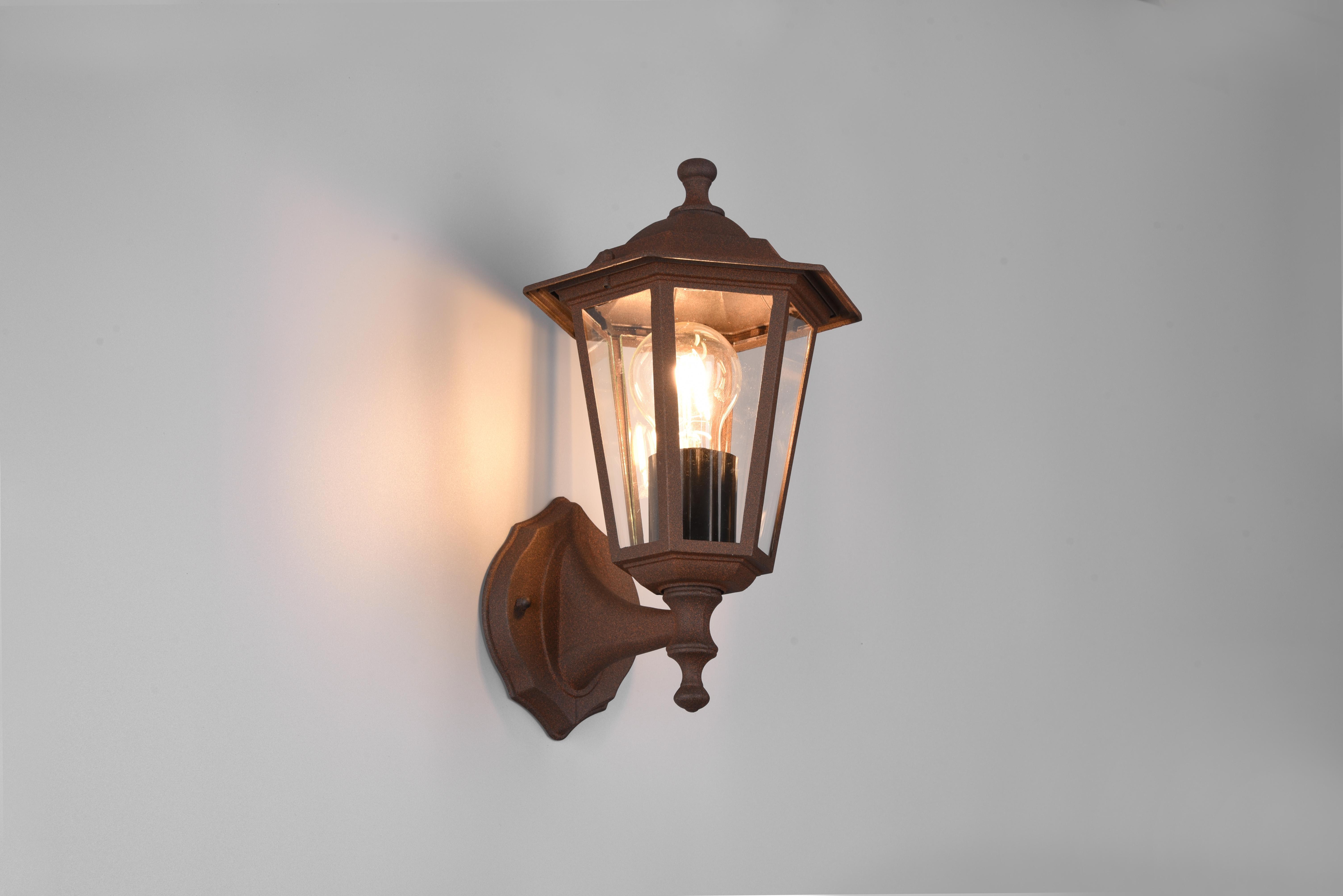 trio lighting pienza applique da esterno up 6 lati futouchdimmerone di alluminio ruggine e vetro trasparente h. 31cm ip44 - foto 1