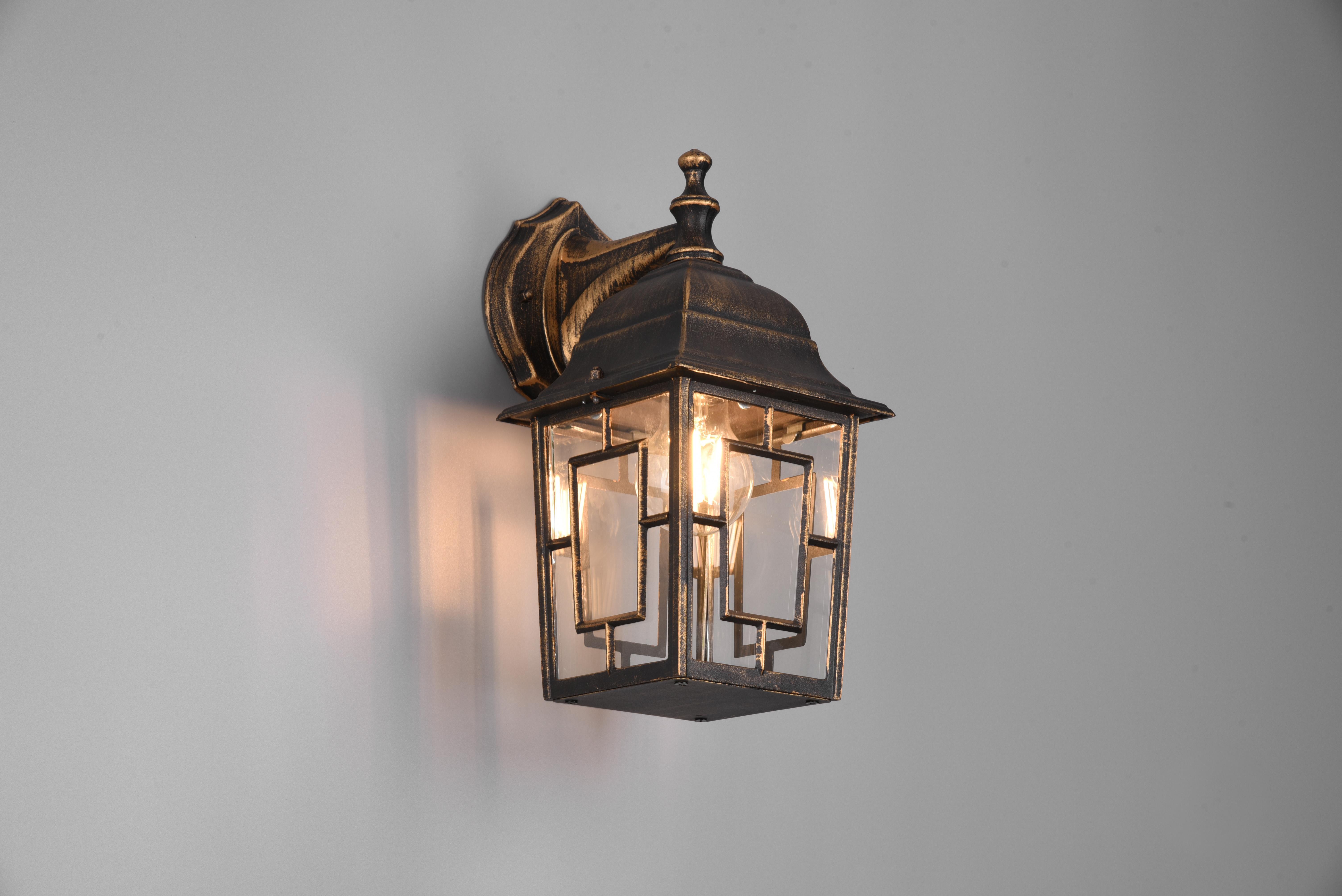 trio lighting volturno applique da esterno down 4 lati futouchdimmerone di alluminio ruggine con decoro in futouchdimmerone sul vetro e vetro trasparente h. 41cm ip44 - foto 1