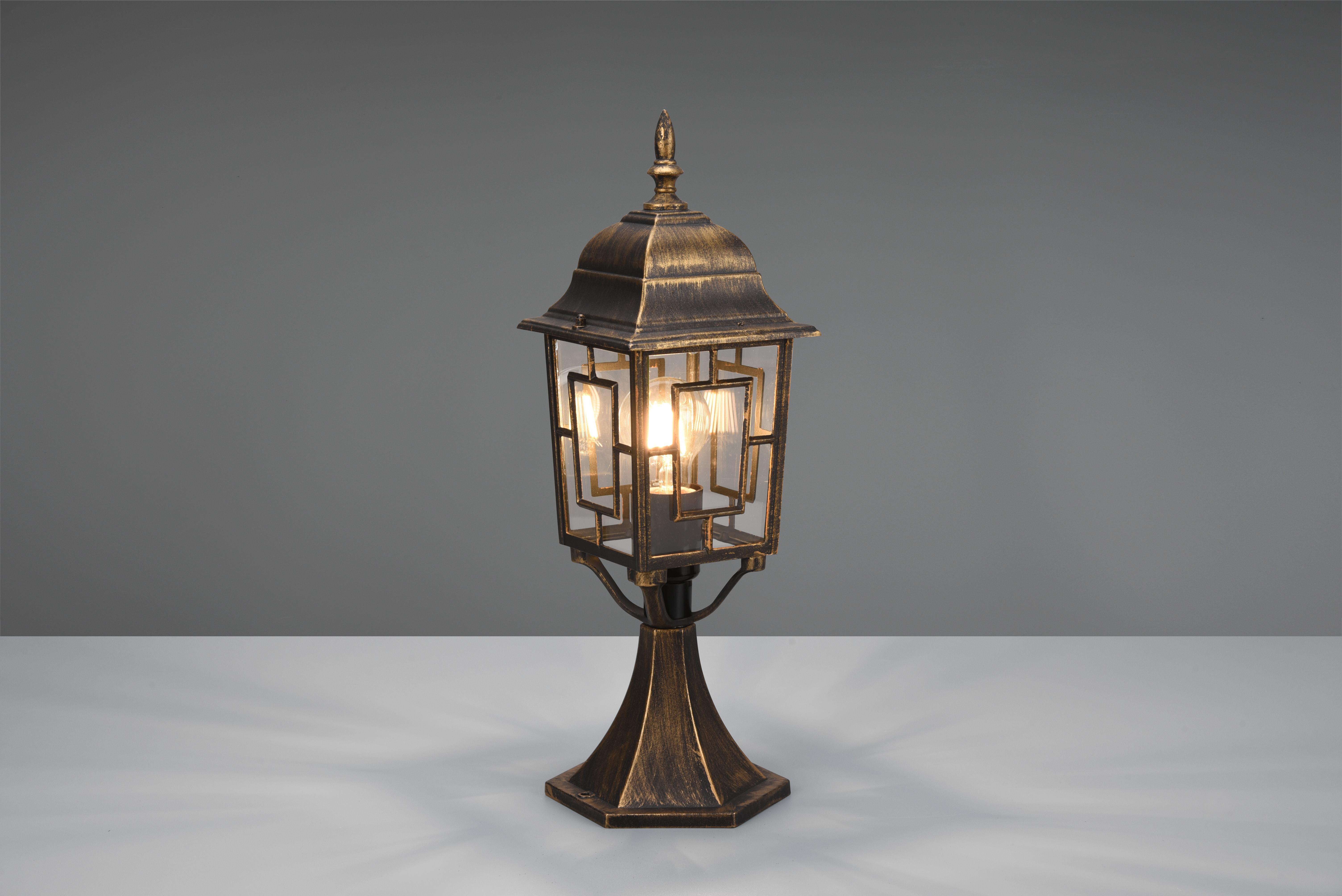 trio lighting volturno palo segnaviali da esterno 4 lati futouchdimmerone di alluminio ruggine con decoro in futouchdimmerone sul vetro e vetro trasparente h. 47cm ip44 - foto 1