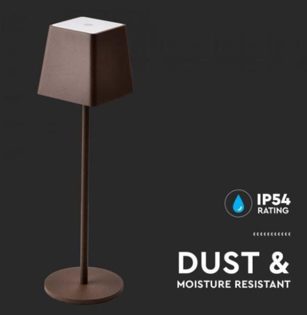 Lampada da tavolo led V-tac ricaricabile 2W 3000K 5V IP54 corten - VT-7563-C -7693 06