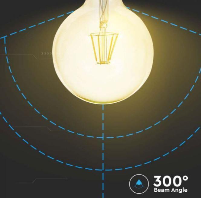 lampadina led filamento ambra con fascio luminoso 300 gradi