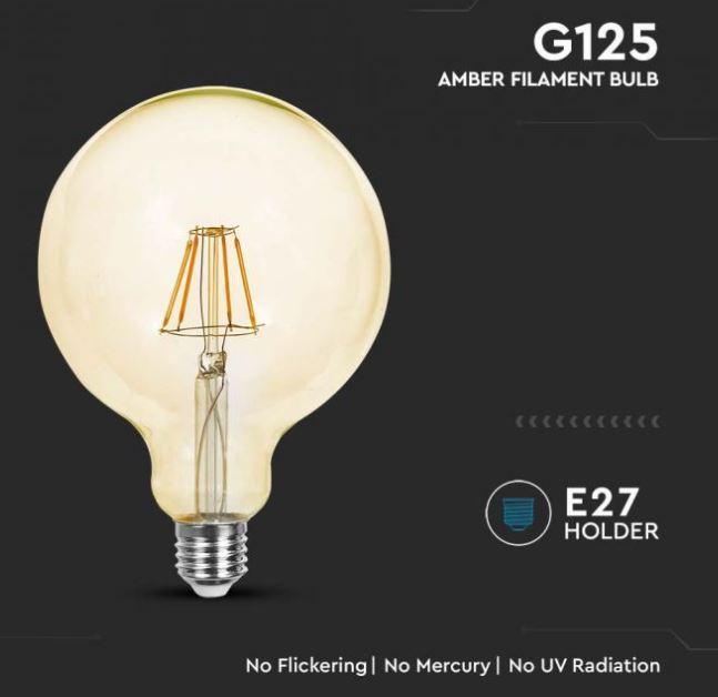 lampadina led filamento ambra g125 con attacco e27