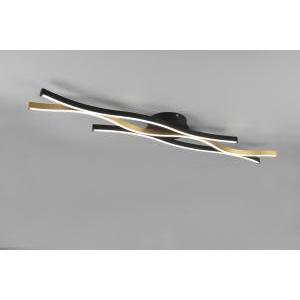 Blaze plafoniera led ondulata metallo ottone e nero con regolazione intentouchdimmerta' e temperatura di colore della luce con interruttore l. 108cm