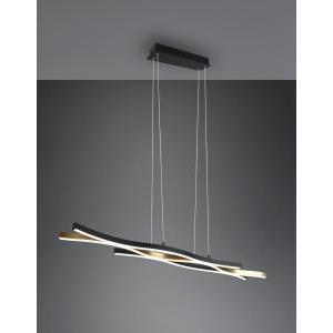 Blaze sospentouchdimmerone led ondulata metallo ottone e nero con regolazione intentouchdimmerta' e temperatura di colore della luce con interruttore l. 108cm