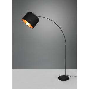 Bolivia piantana metallo nero ad arco con paralume nero e oro h. 171cm