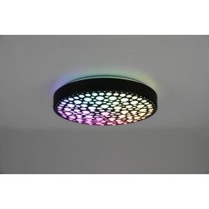 Chizu plafoniera led rotonda nera effetto cerchi anche rgb con telecomando multifunzione d. 40cm