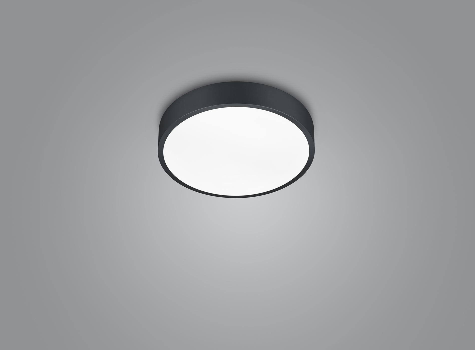 trio lighting waco plafoniera led dimmerabile metallo nero con interruttore per variazione temperatura di colore led d. 30cm - foto 1