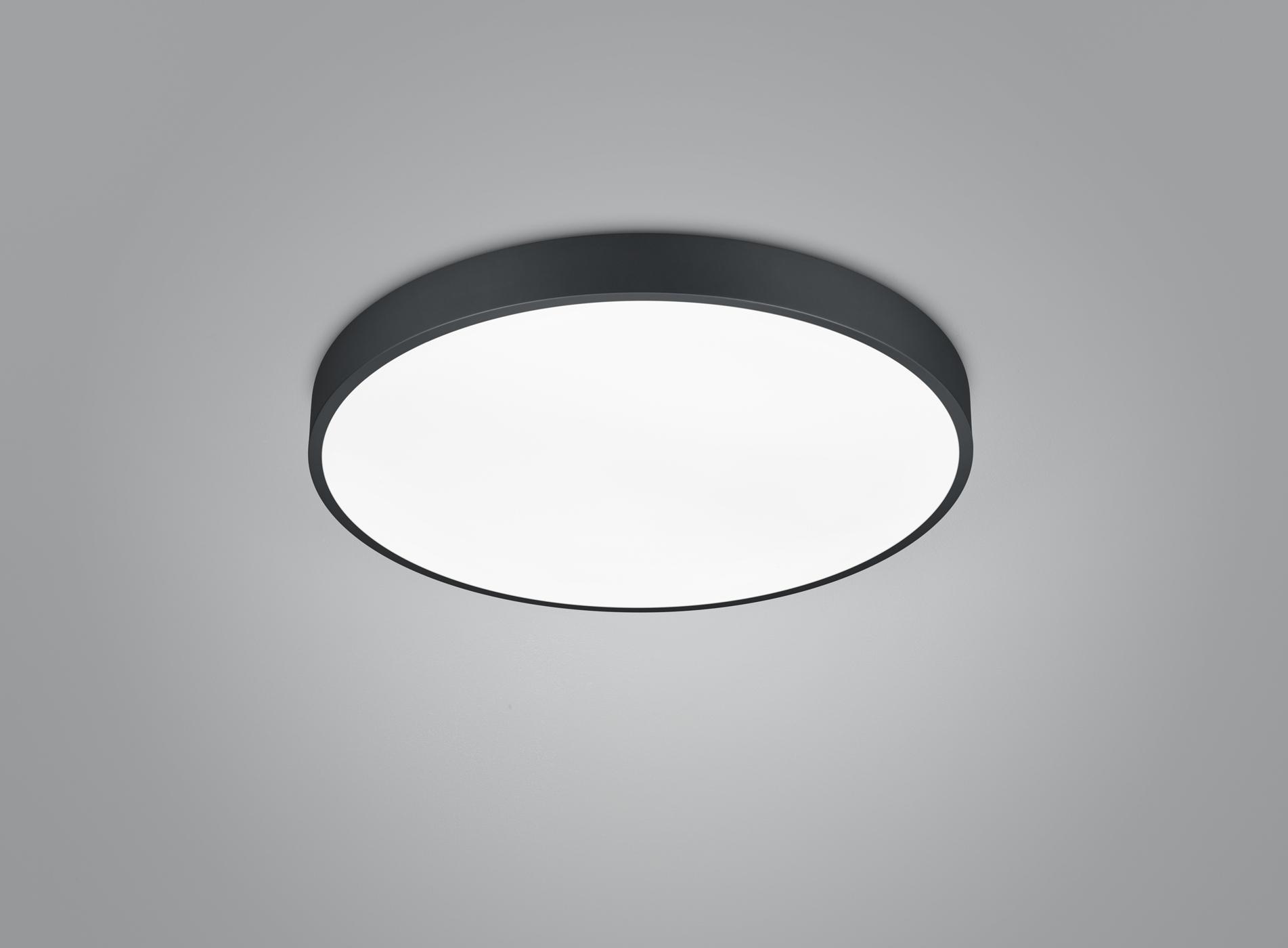 trio lighting waco plafoniera led dimmerabile metallo nero con interruttore per variazione temperatura di colore led d. 50cm - foto 1