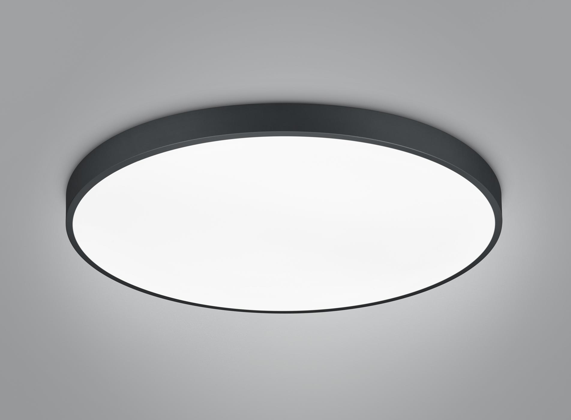 trio lighting waco plafoniera led dimmerabile metallo nero con interruttore per variazione temperatura di colore led d. 75cm - foto 1