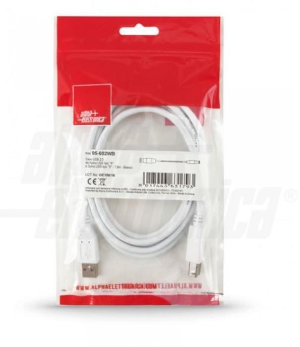 Cavo usb Alpha Elettronica da spina tipo A a tipo B-1,8 metri - 95-602WB 02
