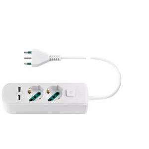 Multipresa  2 prese universali + 2 usb + s17+interruttore bianco- 0r00625.cc.b