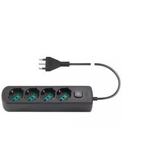 Multipresa  4 prese universali + s17+ interruttore nero - 0r00641.cc