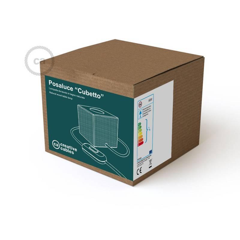 Lampada da tavolo Creative-cables posaluce forma cubo - in legno con cavo in tessuto attacco E27 ABWLEUTRD54 02