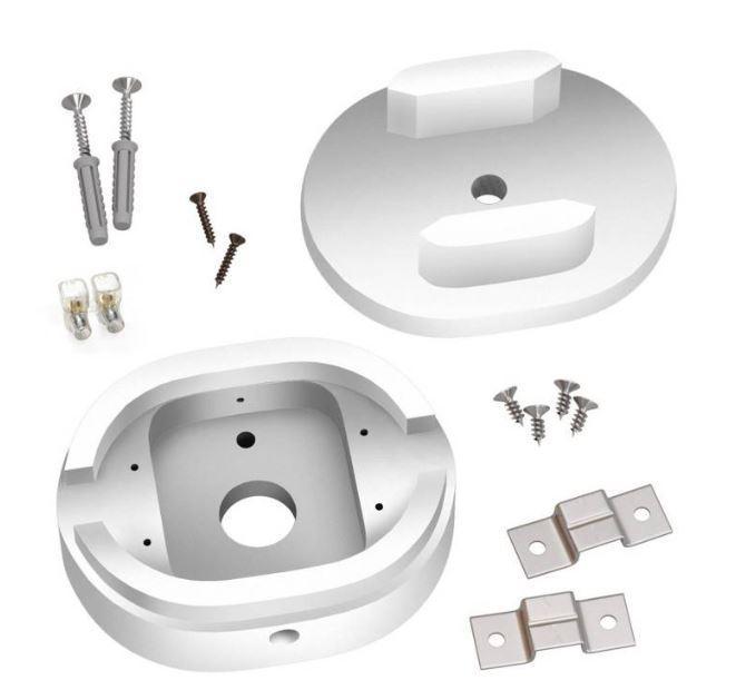Rosone ovale Cretive-Cables Filu00e8 con foro centrale e due fori laterali bianco - RLCAT32 04