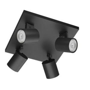 Faretto 4 luci  runner in metallo attacco gu10 ip20 nero - 43535300