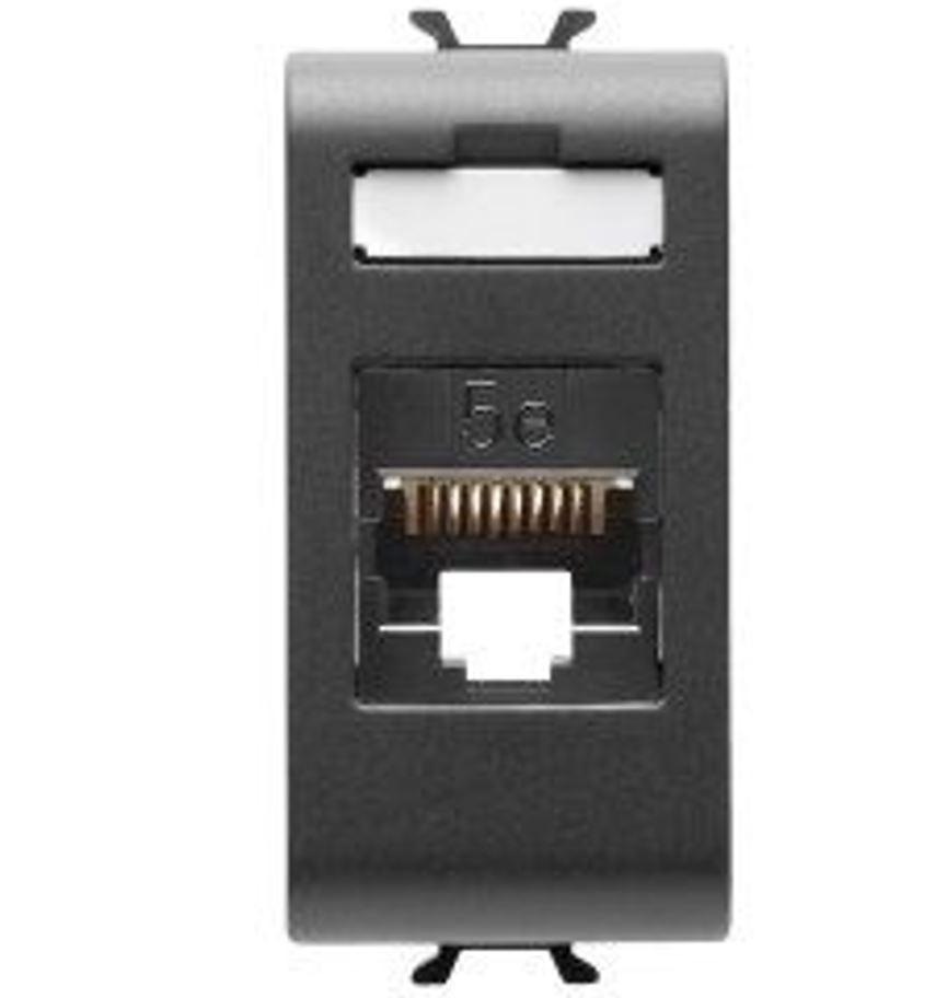 Presa RJ45 Gewiss 1 modulo - categoria 5E Chorusmart nero satinato GW12421 01