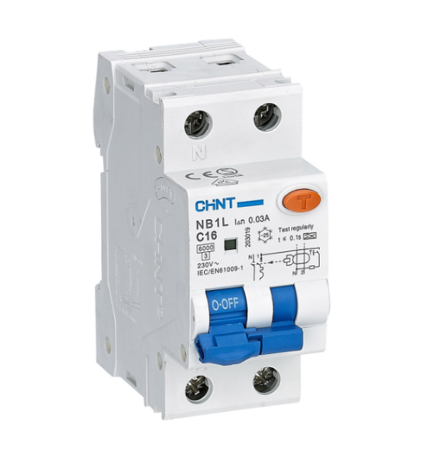 Interruttore magnetotermico differenziale Chint 1P+N 16A 300mA 6kA curva C Tipo A -  203279 01