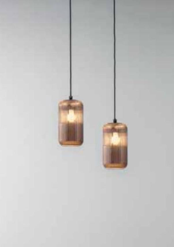 Vetro G.E.A.LUCE con decorazione a coste ambra trasparente diametro 12cm -RAIKA V/P A 01