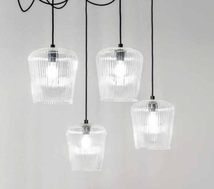 Vetro G.E.A.LUCE con decorazione a coste bianco opale diametro 23cm -NUMA V/P W 01
