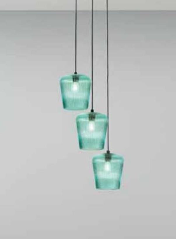 Vetro G.E.A.LUCE con decorazione a coste verde trasparente diametro 23cm -NUMA V/P V 01