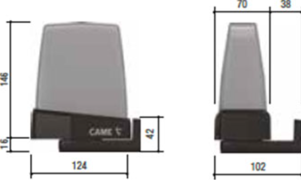 disegno tecnico dimensioni lampeggiatore led came cupola bianca